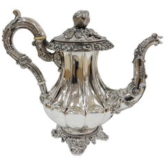 cafetière italienne en argent du 19ème siècle fabriquée à Turin par Martial Fray:: vers 1850