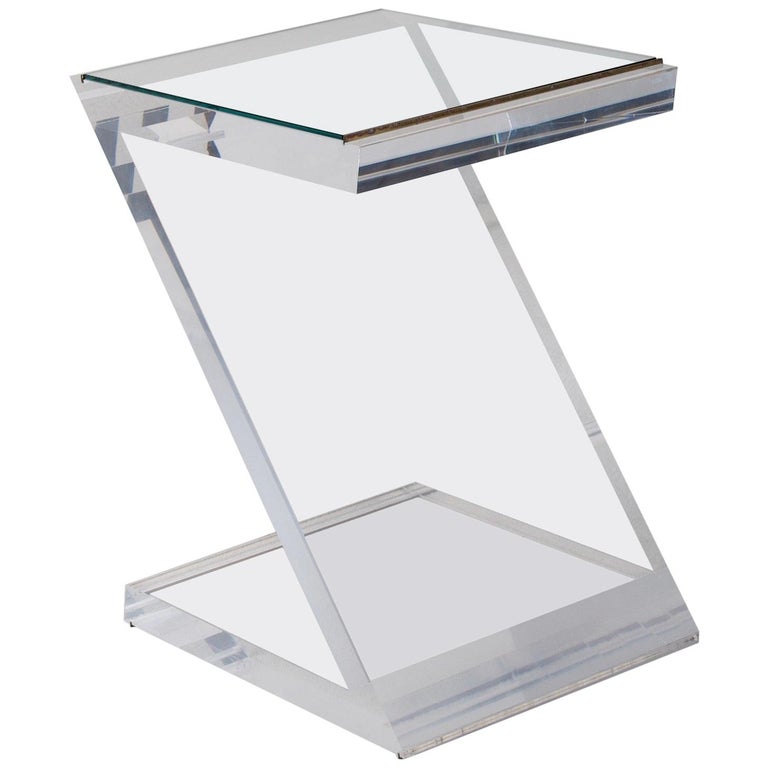 Modern Lucite Side Table by Jeffrey Bigelow, "Z" Table, signed For Sale