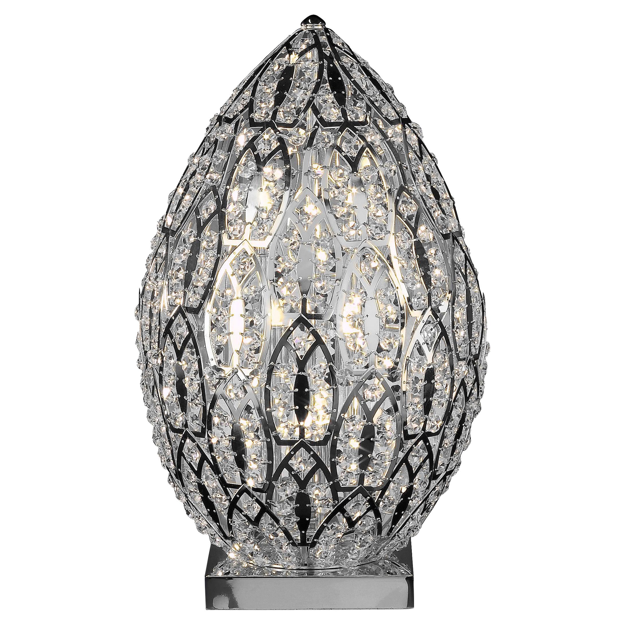 Egg Medium 1 Tischlampe, verchromte Oberfläche, Arabesque-Stil, Italien