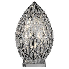 Egg Medium 1 Tischlampe, verchromte Oberfläche, Arabesque-Stil, Italien