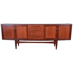 Victor Wilkins for G-Plan Danish Modern Teak Long Credenza, Newly Refinished