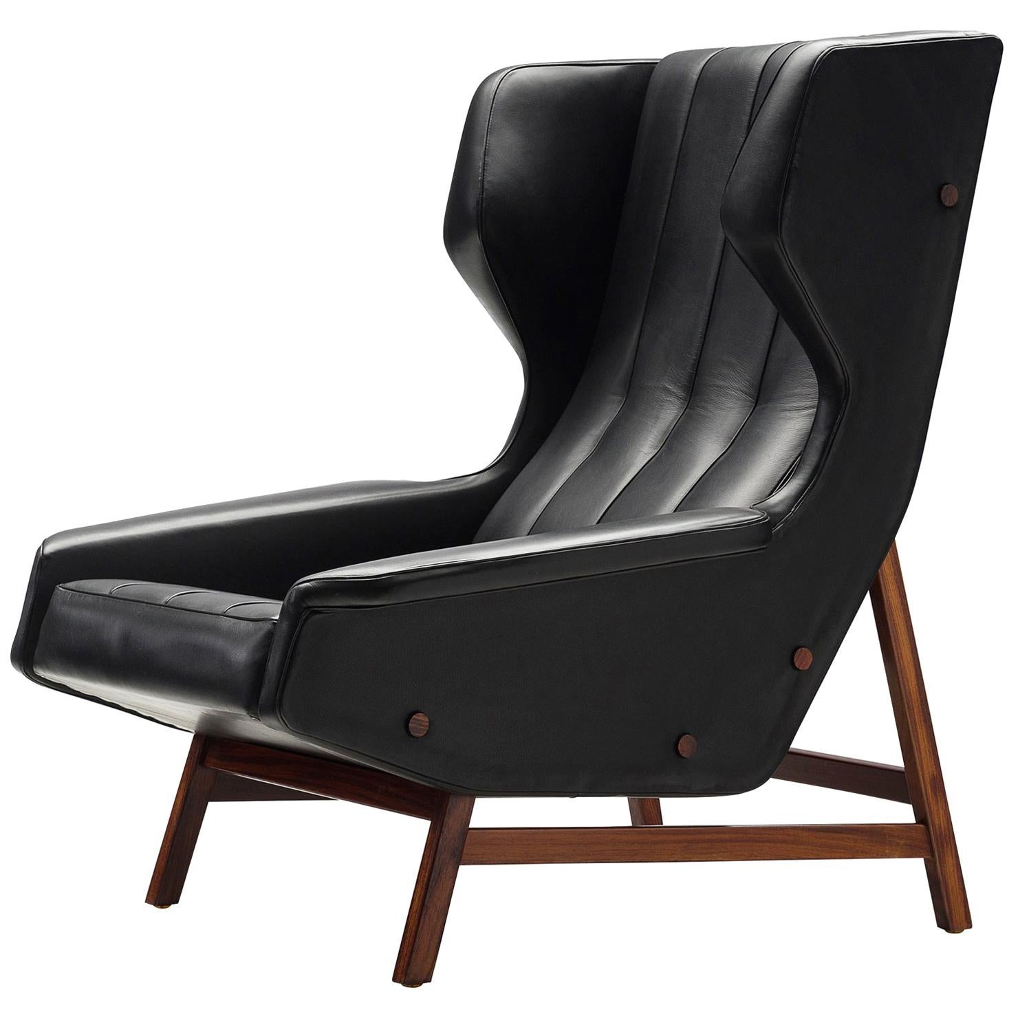 Gianfranco Frattini Lounge Chair Reupholstered with Aniline Leather 