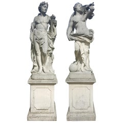  Italian Stone Garden Sculptures of Roman Goddess Aria