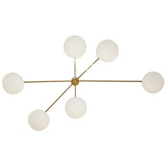 Modern Brass and Glass Italian Ceiling Lamp in the Style of Angelo Lelli