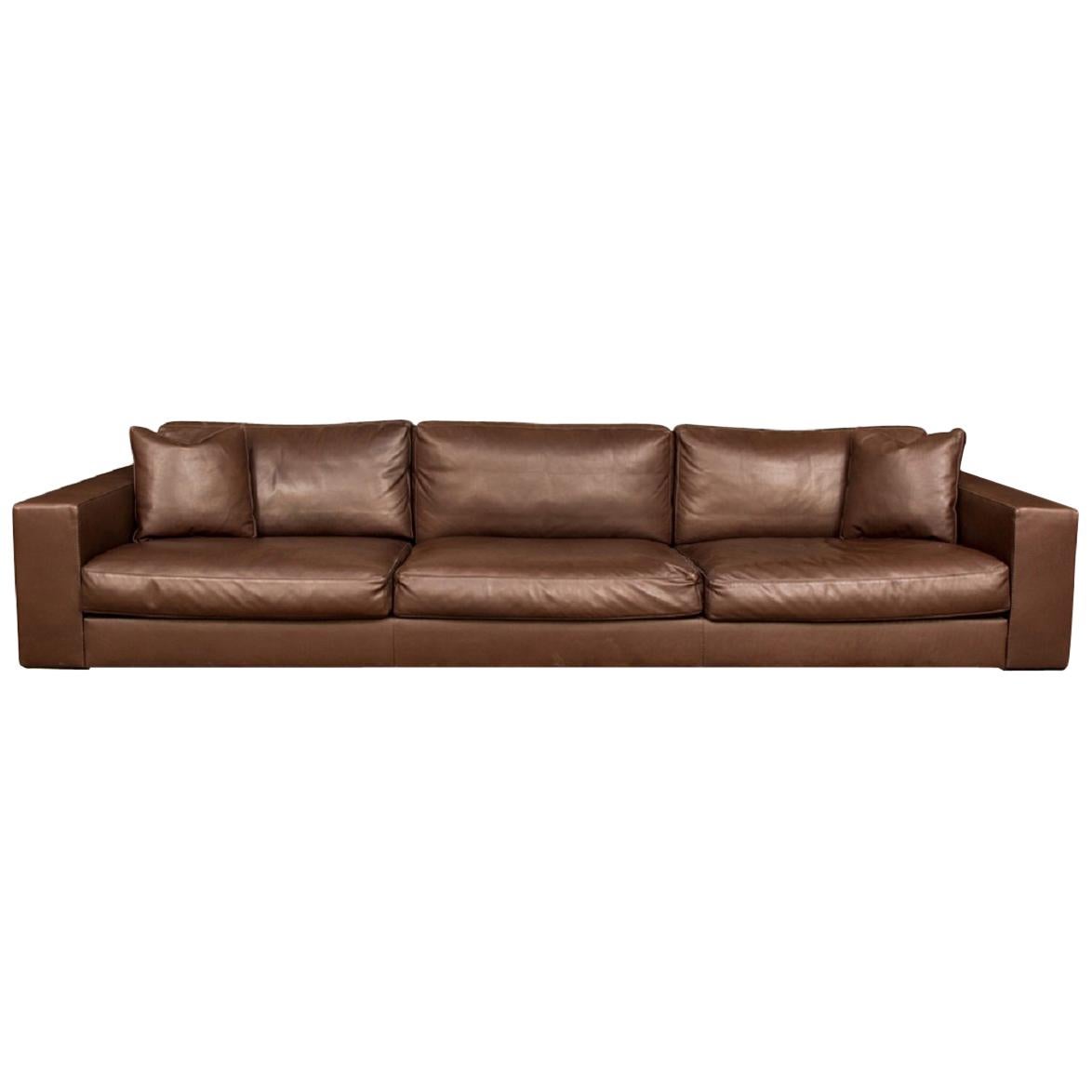 Fine Quality Brown Leather Sofa by Rivolta, Italy