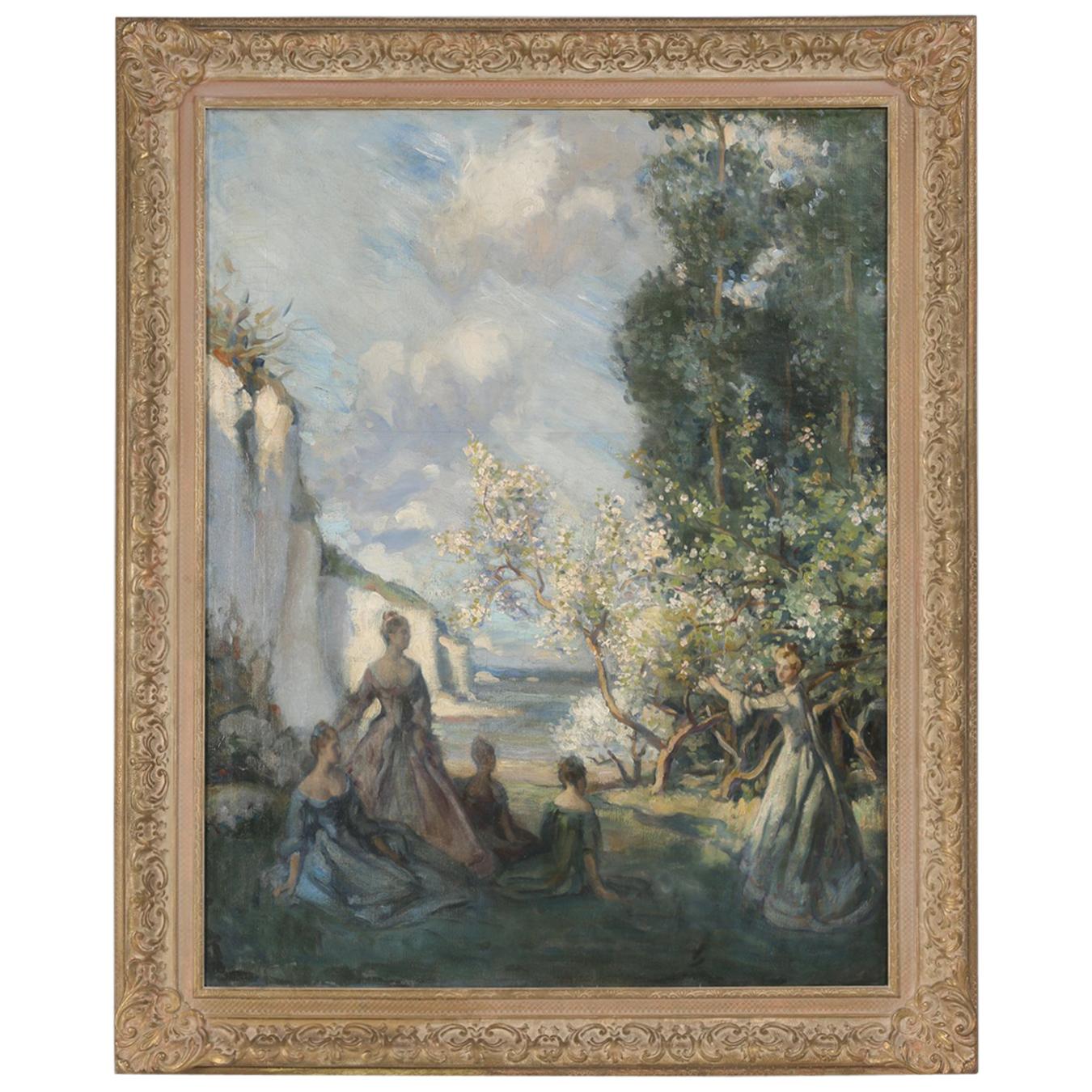 Original European Impressionist Oil Painting, circa 1900-1920 For Sale