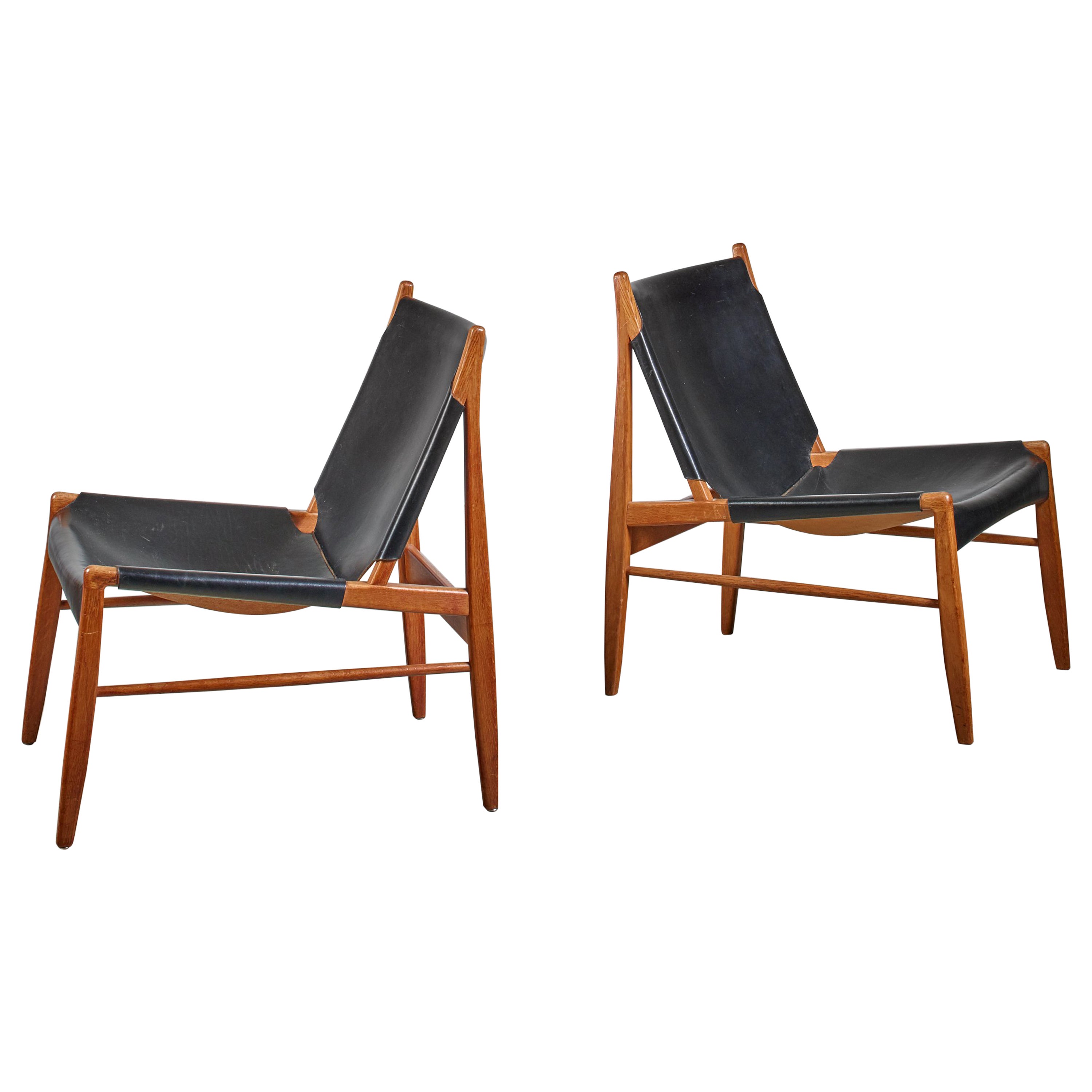 Pair of German Studio Lounge Chairs in Ash and Papercord For Sale at