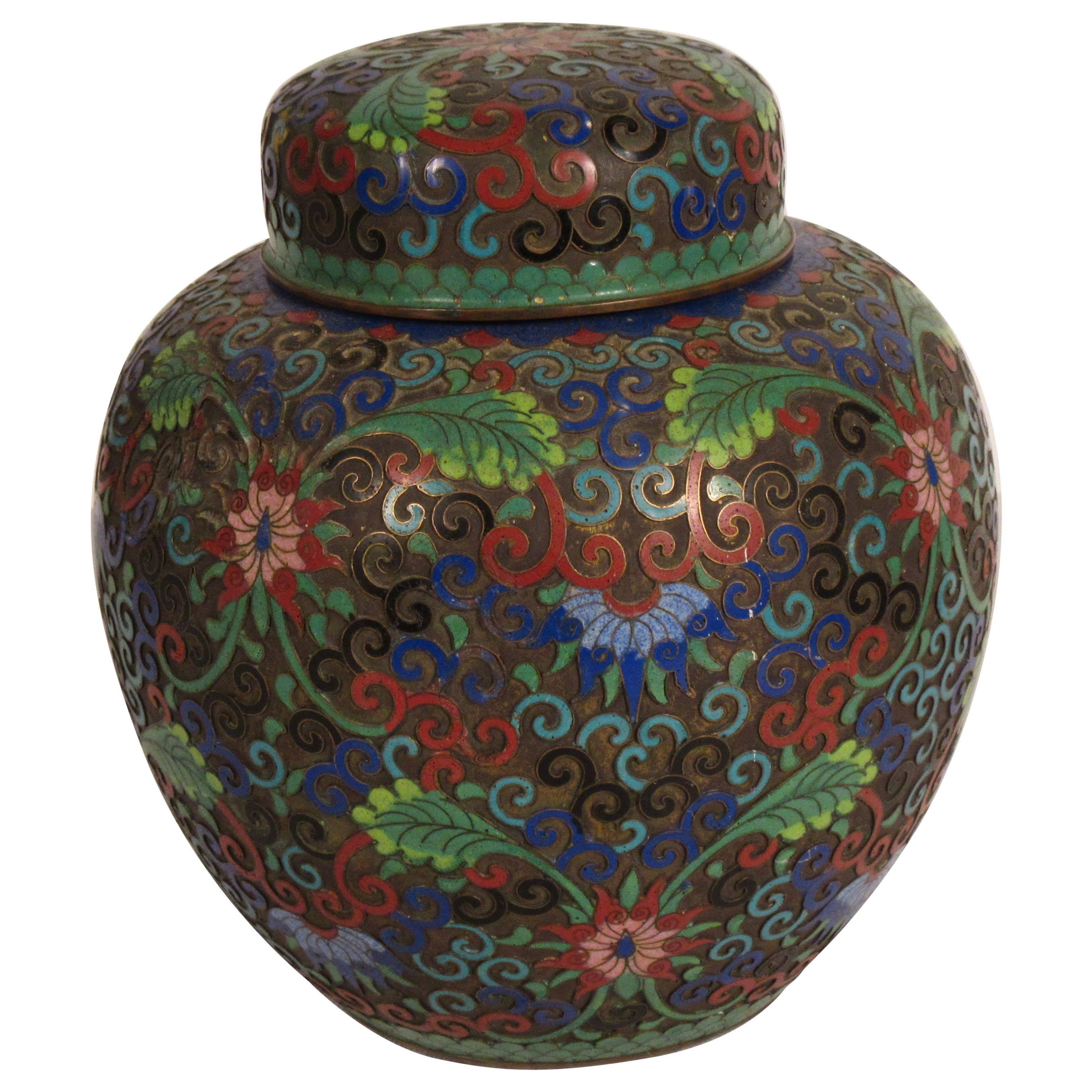 1910 Cloisonne Jar with Lid For Sale at 1stDibs