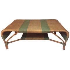 20th Century, French Rattan Coffee Table Signed by Grange, 1980s