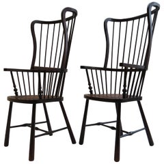 Antique Pair of Early 20th Century Windsor Armchairs