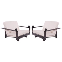 Cerused Oak Marble and Upholstered Lounge Chairs