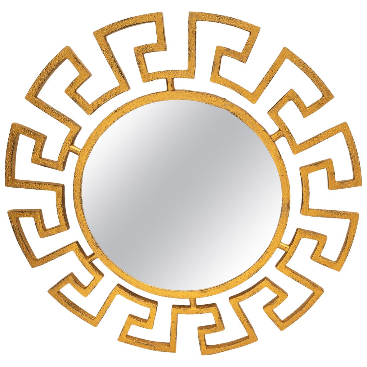 Gold Greek Key Mirror For Sale