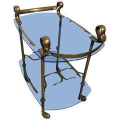 Mid-Century Modern Italian Brass and Glass Bar Cart Attributed to Fontana Arte