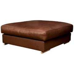 Fine Quality Brown Leather Ottoman by Rivolta, Italy