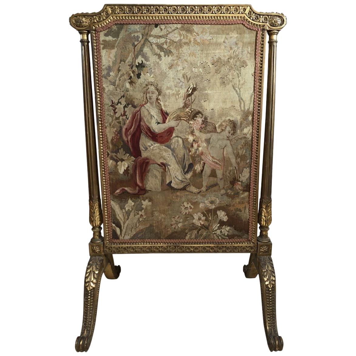French Tapestry Fireplace Screen 19th Century For Sale
