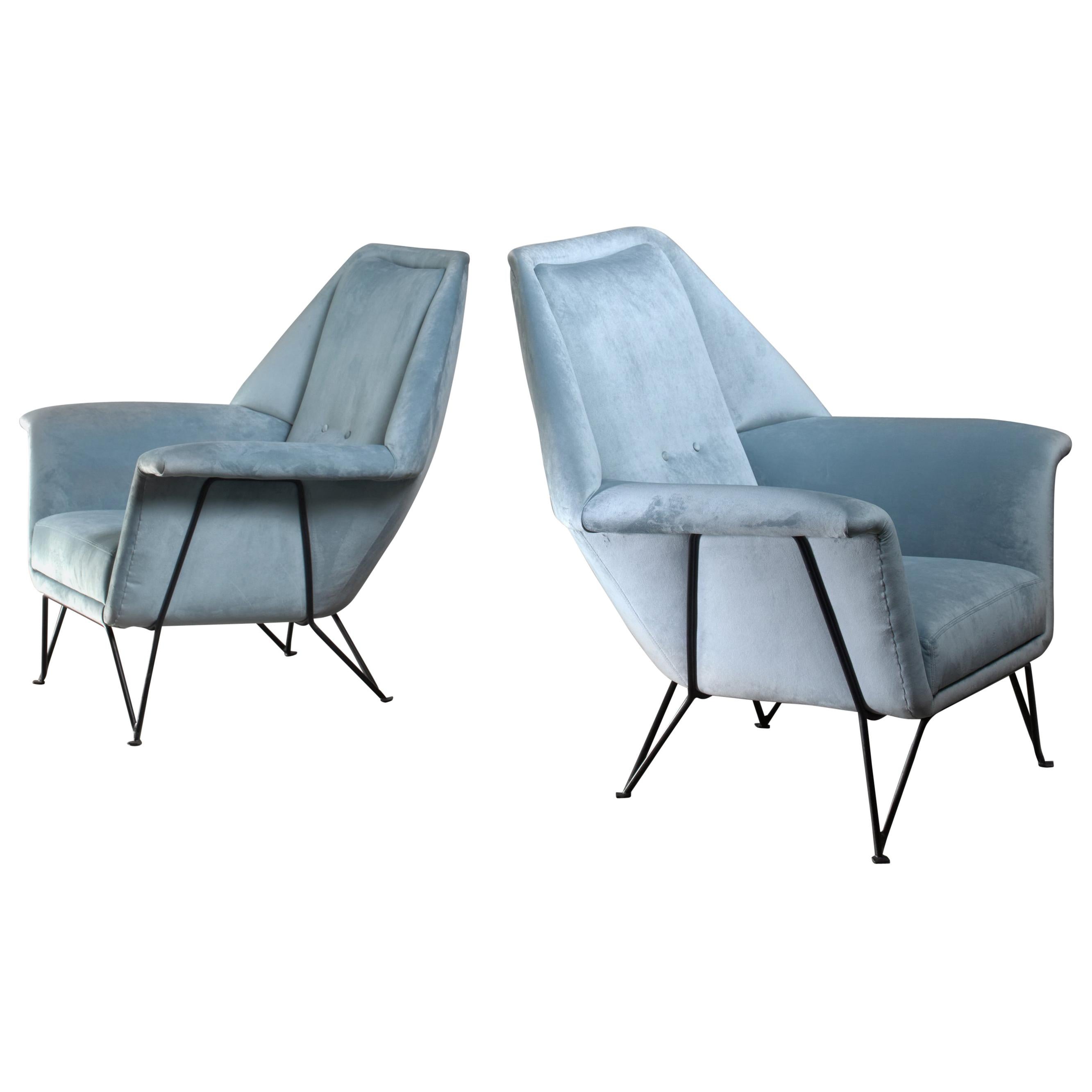 Pair of I.S.A. Bergamo Lounge Chairs, Italy, 1950s