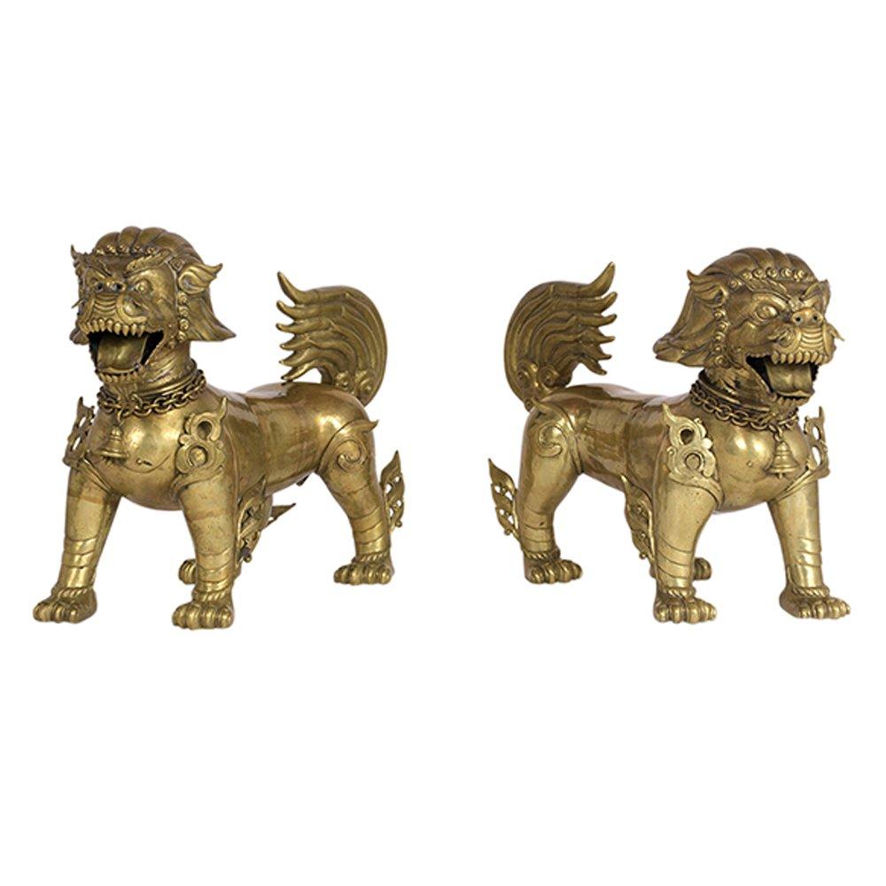 Pair of Chinese Standing Foo Dogs