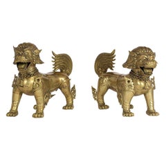 Pair of Chinese Standing Foo Dogs