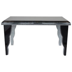 Black Lucite Coffee Table with Silver Glitter