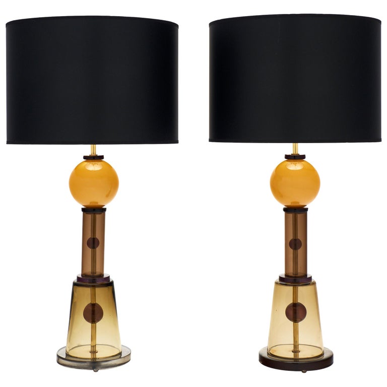 Geometric Caramel Murano Glass Lamps 1