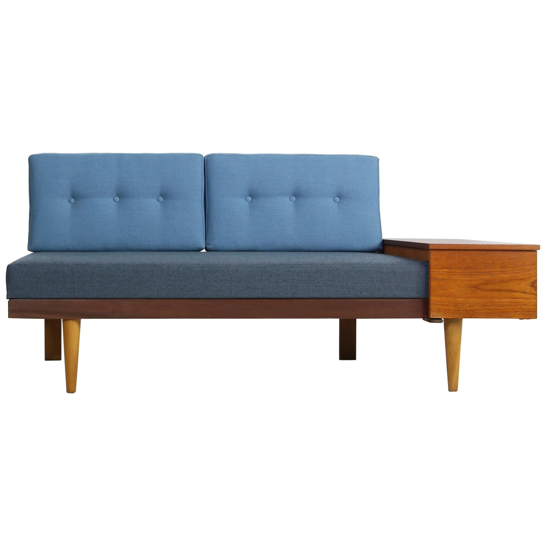 1950s Scandinavian Teak & Beechwood Daybed, Extendable Svane Møbler Norway Sofa