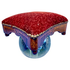 Small Early 19th Century Foot Stool or Poufs with French Intarsia