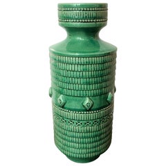 19th Century Tall Kelly Green Vase with a Crackle Finish Glaze