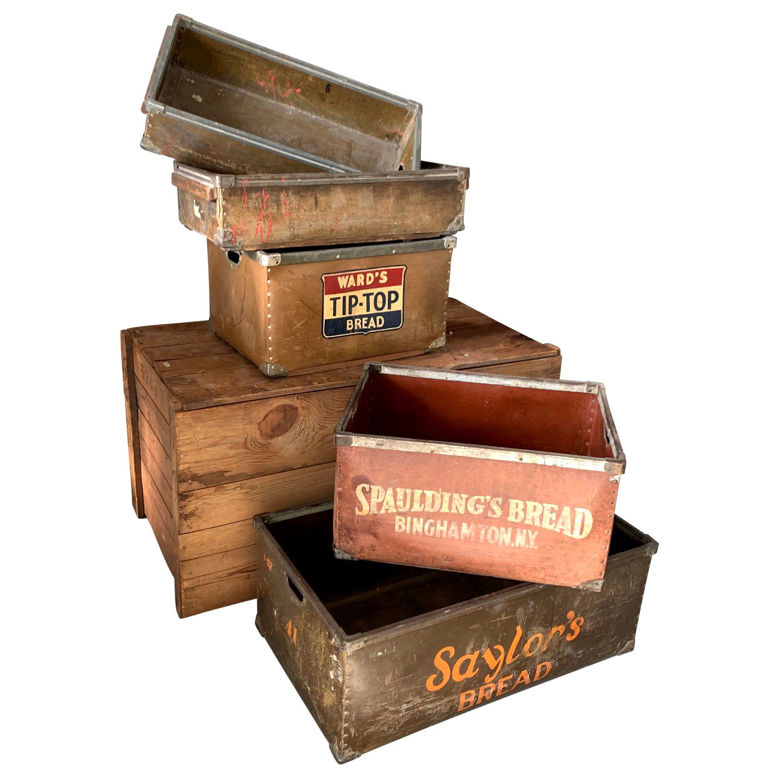 Set of 5 Vintage Industrial American Fortified Cardboard Bins