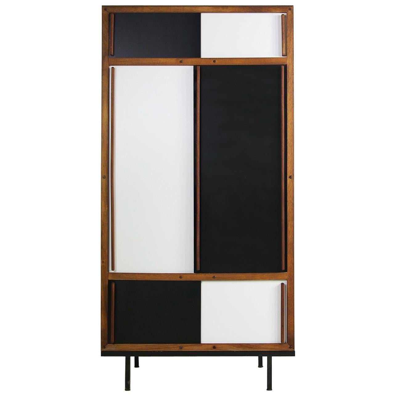 Mid-Century Modern Teak Cabinet, Wardrobe by Andre Sornay, France, 1950s Armoire