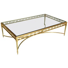 Large Contemporary Brass and Glass Cocktail Table