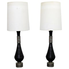 Mid-Century Modern Pair of Tall Ceramic Table Lamps by Firenze Reglor California