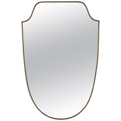 Mid-20th Century Italian Brass Shield Mirror