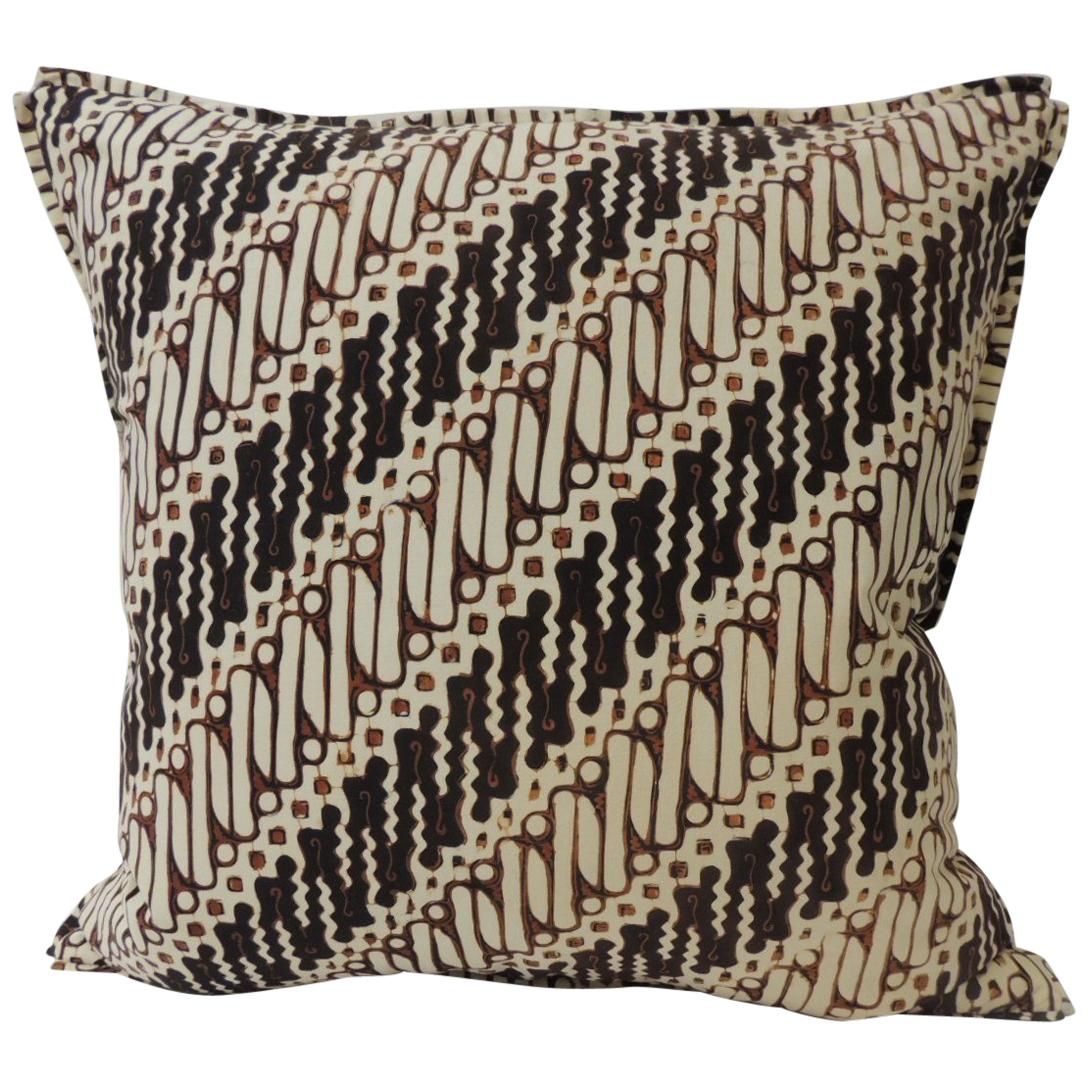 Vintage Brown and Black Batik Decorative Square Pillow