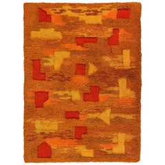 Alfombra o Tapiz Tejido Op Pop Mod Naranja y Amarillo