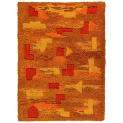 Retro Orange and Yellow Op Pop Mod Woven Tapestry or Rug