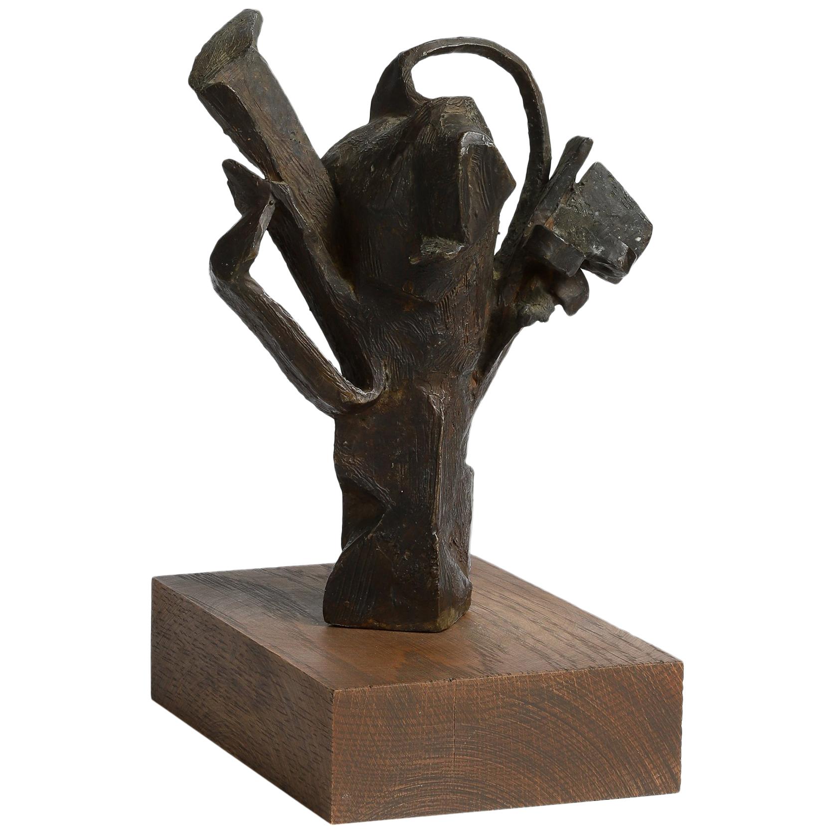 Brutalist Cast Bronze Table Top Sculpture