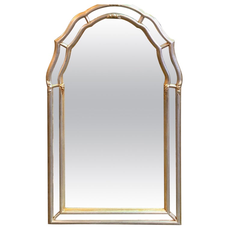 Italian MidCentury Modern Silver and Gold Leaf Mirror For Sale at