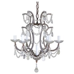 Antique Italian Crystal Beaded Rock Crystal Chandelier