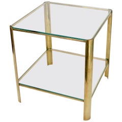 Jacques Quinet French Bronze and Glass Side Table for Maison Malabert