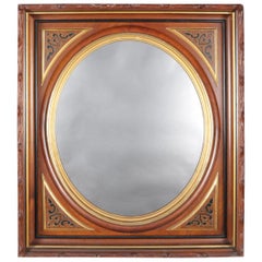 Antique Carved, Ebonized and Gilt Deep Walnut Portrait Wall Mirror, circa 1890