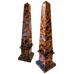 Pair of Maitland-Smith Faux Tortoiseshell Obelisks