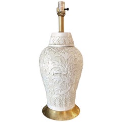 Vintage Porcelain and Gold Leaf Table Lamp