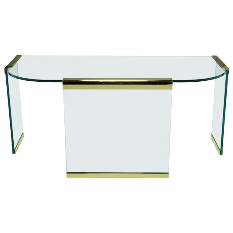 Mid-20th Century Glass and Brass Table