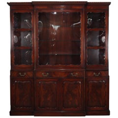 Vintage Federal Style Grosfeld House NY Mahogany and Bubble Glass Breakfront Cabinet