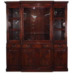 Used Federal Style Grosfeld House NY Mahogany and Bubble Glass Breakfront Cabinet