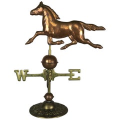 Vintage Dexter Style Copper Horse Weathervane on Brass Base