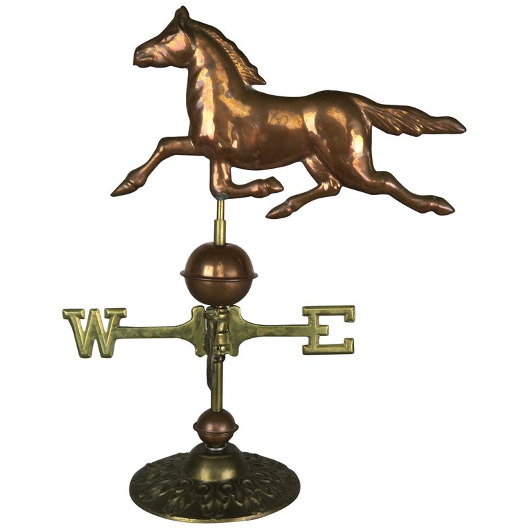 Dexter Style Copper Horse Weathervane on Brass Base at 1stDibs brass