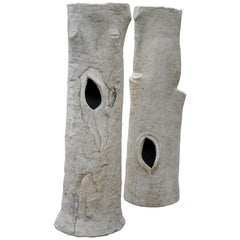 Pair of Faux Bois Tree Trunk Pillars