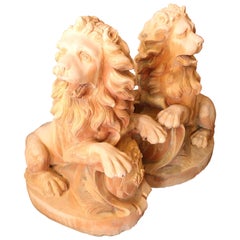 Large Pair of Cast Stone Garden Lions