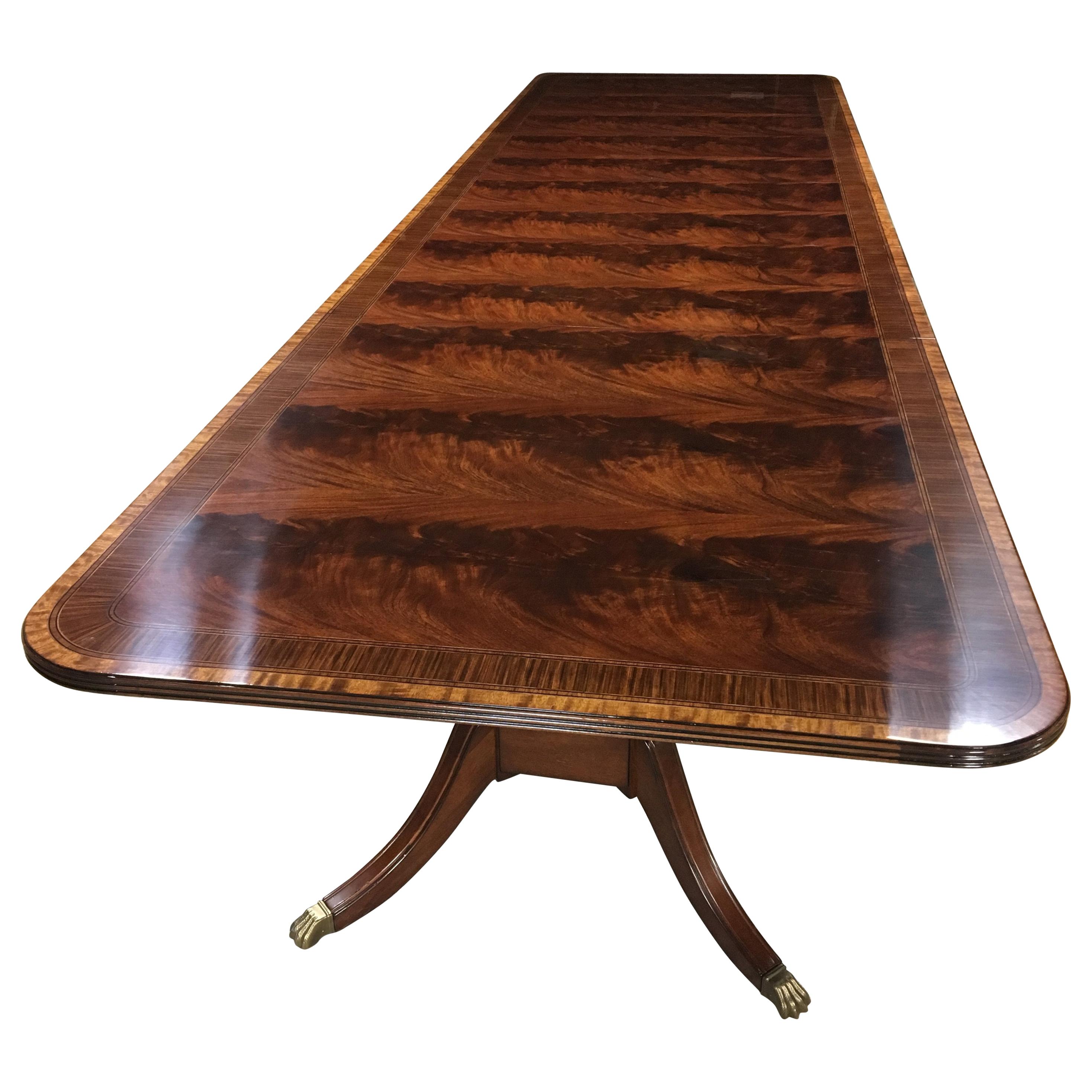 Multi-Banded 14 Ft. Mahogany Regency Style Dining Table by Leighton Hall